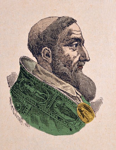 Portret van Paus Innocentius IX (Innocenzo, Innocentius) (1591), 1898 (gravure met latere inkleuring) door Italian School